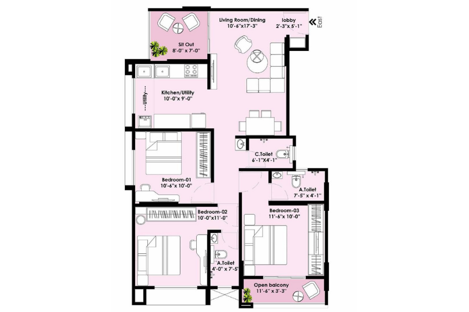Arihant-Greens-Floor-Plan-3-BHK